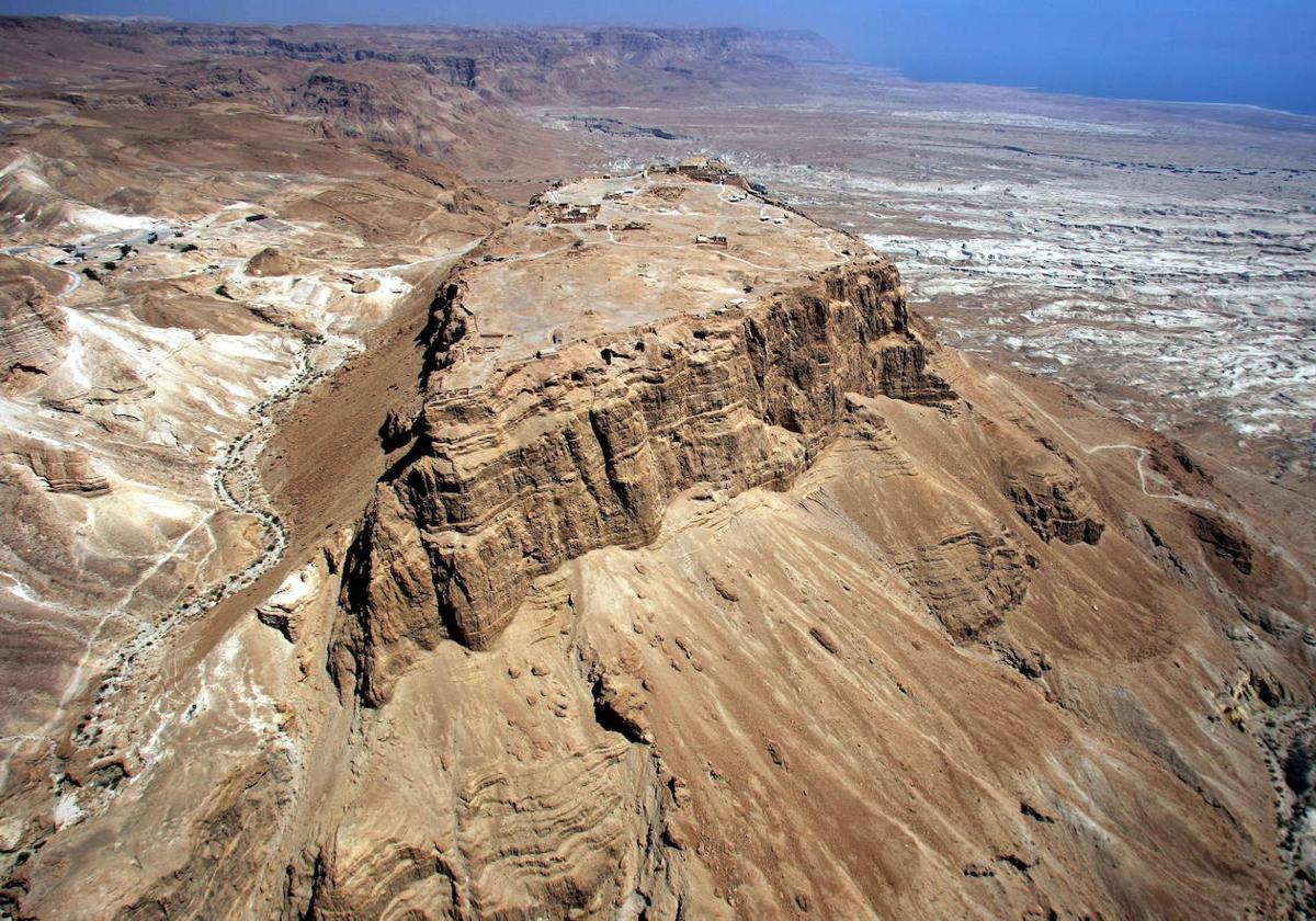 Una imagen aérea de la antigua fortaleza de Masada, en Israel.