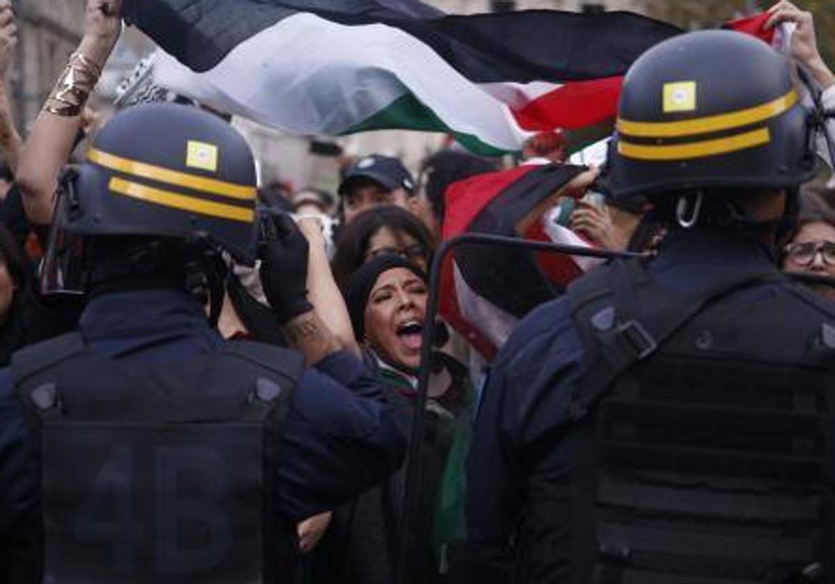 Manifestación a favor de Palestina en París.