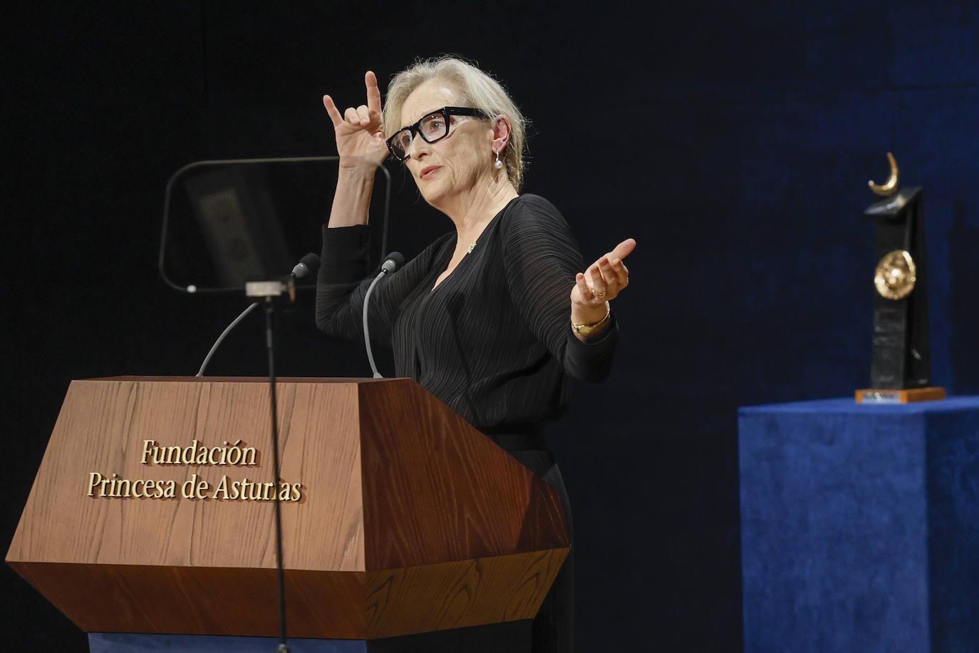 Meryl Streep, en un momento de su discurso.