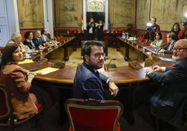 El presidente de Cataluña, Pere Agonés, asiste el pasado jueves a la Comisión General de las Comunidades Autónomas en el Senado.