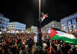 Manifestación propalestina en la Puerta del Sol de Madrid.