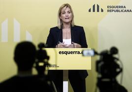 La portavoz de la formación de Junqueras, Raquel Sans, en rueda de prensa