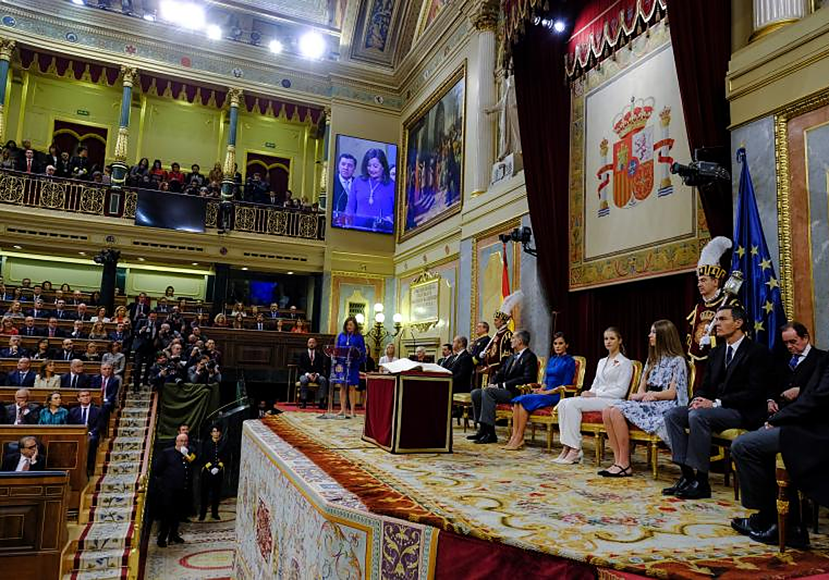 Un momento de la jura de la Constitución de la princesa Leonor.