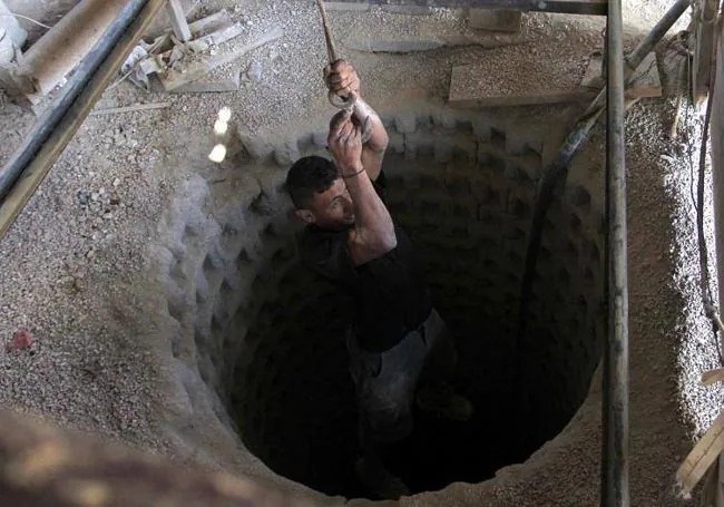 File image of access to one of the tunnels used for smuggling on the border between Gaza and Egypt.