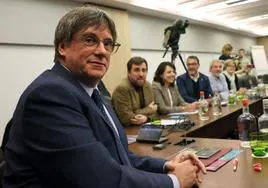 Carles Puigdemont durante la reunión en Bruselas