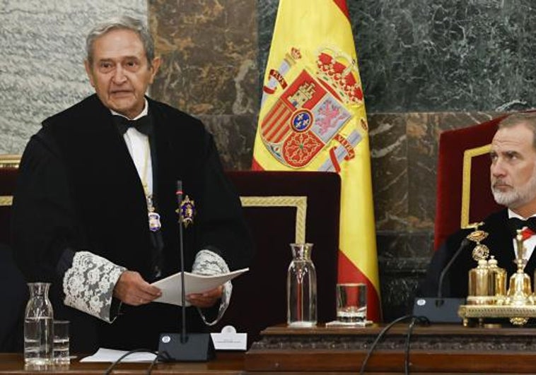 El presidente del Tribunal Supremo Francisco Marín Castán en la pasada apertura del año judicial junto al rey Felipe VI.