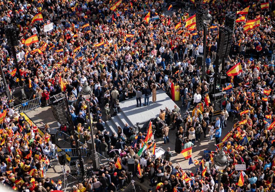 Manifestación contra la amnistía en la madriela Puerta del Sol.