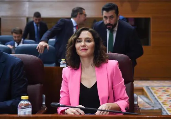 Isabel Díaz Ayuso, en el Pleno de la Asamblea de este jueves.