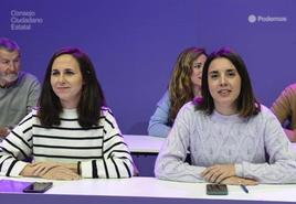 Ione Belarra e Irene Montero en el Consejo Ciudadano Estatal de Podemos de este sábado.