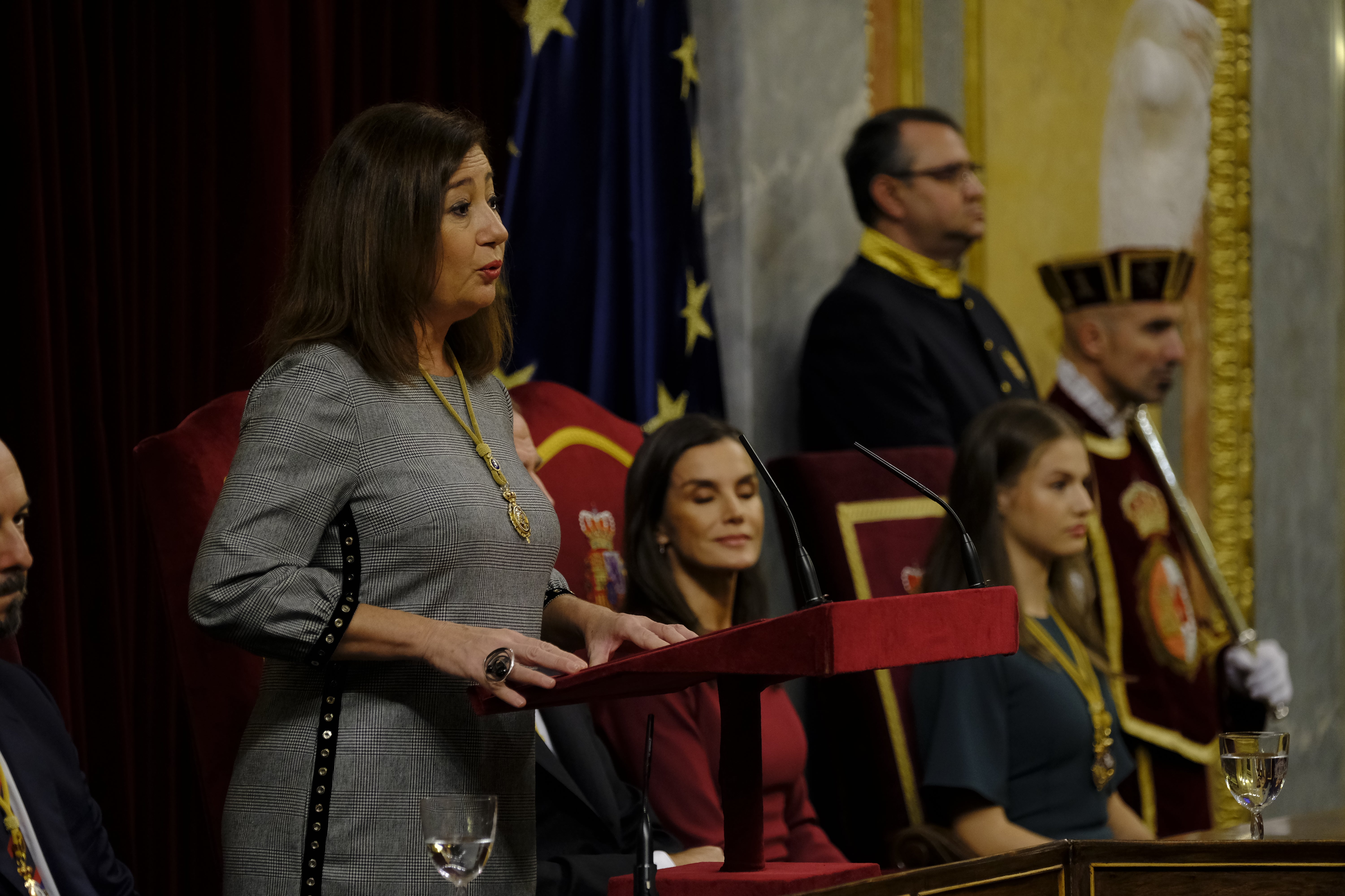 Francina Armengol interviene en la Apertura de la XV Legislatura de las Cortes.