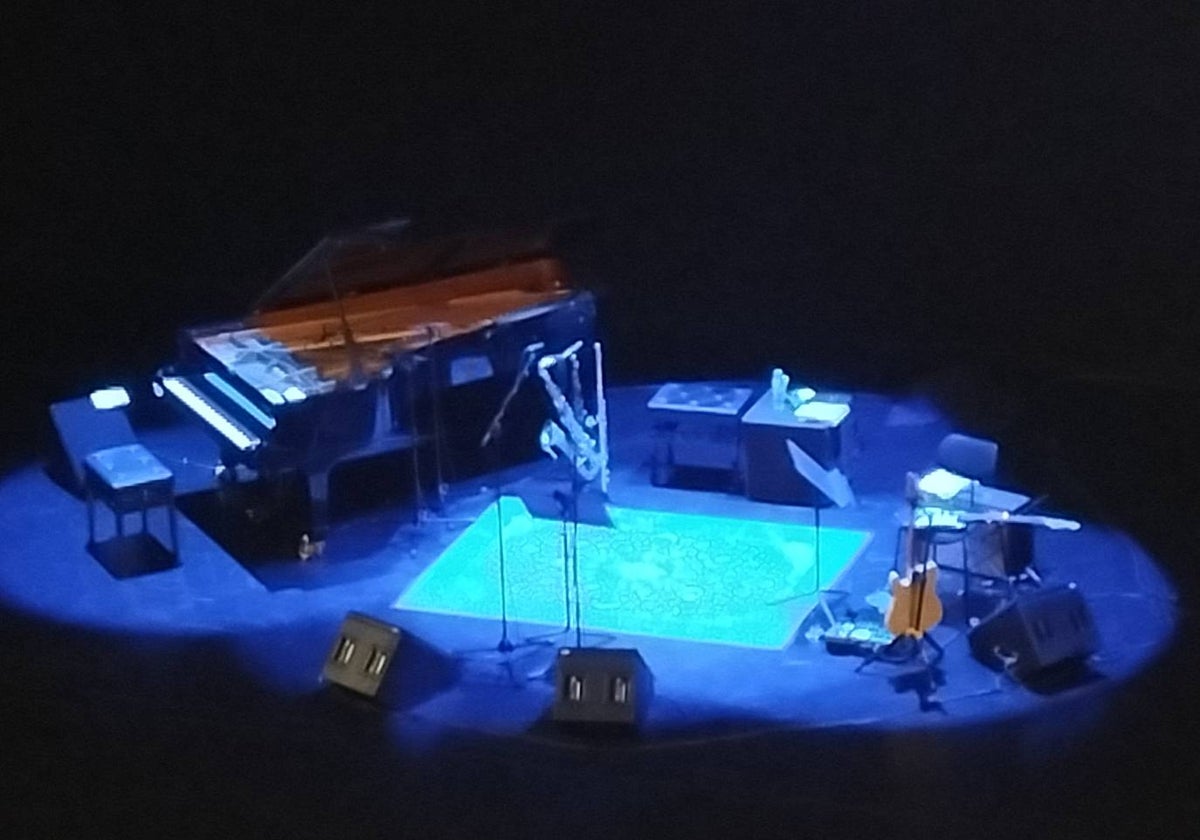 El escenario preparado para Charles Lloyd, este jueves en Madrid.