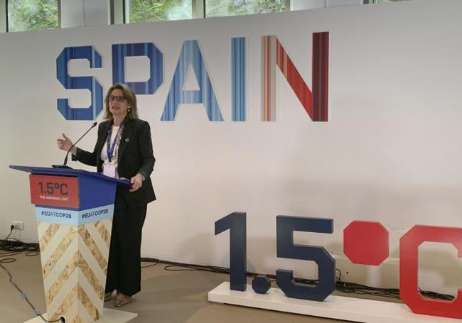 Teresa Ribera en la Cumbre del Clima que se celebra en Dubái.