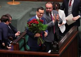 Mateusz Morawiecki, este lunes, en el Parlamento polaco tras perder el voto de confianza.