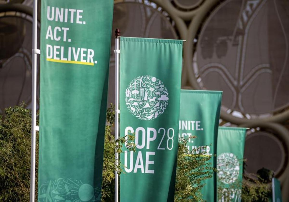 COP28, bajo el lema «Unite.Act.Deliver» (Unir. Actuar. Ofrecer resultados).