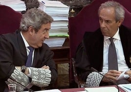 Los fiscales del Supremo Javier Zaragoza y Jaime Moreno durante el juicio del 'procés'.