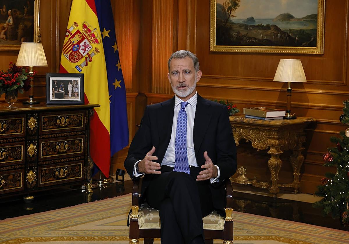 Felipe VI, durante el tradicional discurso de Nochebuena.