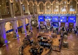 Interior de la Bolsa de Madrid.