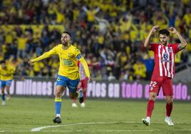 Kirian celebra un gol ante el Atlético de Madrid