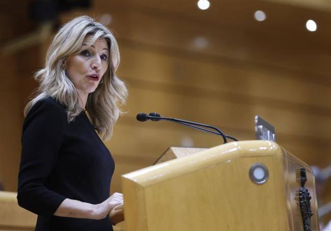 Yolanda Díaz interviene en la sesión de este miércoles del Congreso celebrada en el Senado.