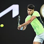 Carlos Alcaraz, durante la exhibición que disputó recientemente en Melbourne.