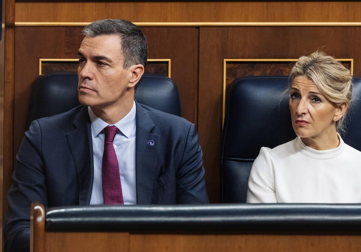 Sánchez y Díaz en la Solemne Sesión de Apertura de las Cortes Generales de la XV Legislatura en el Congreso de los Diputados