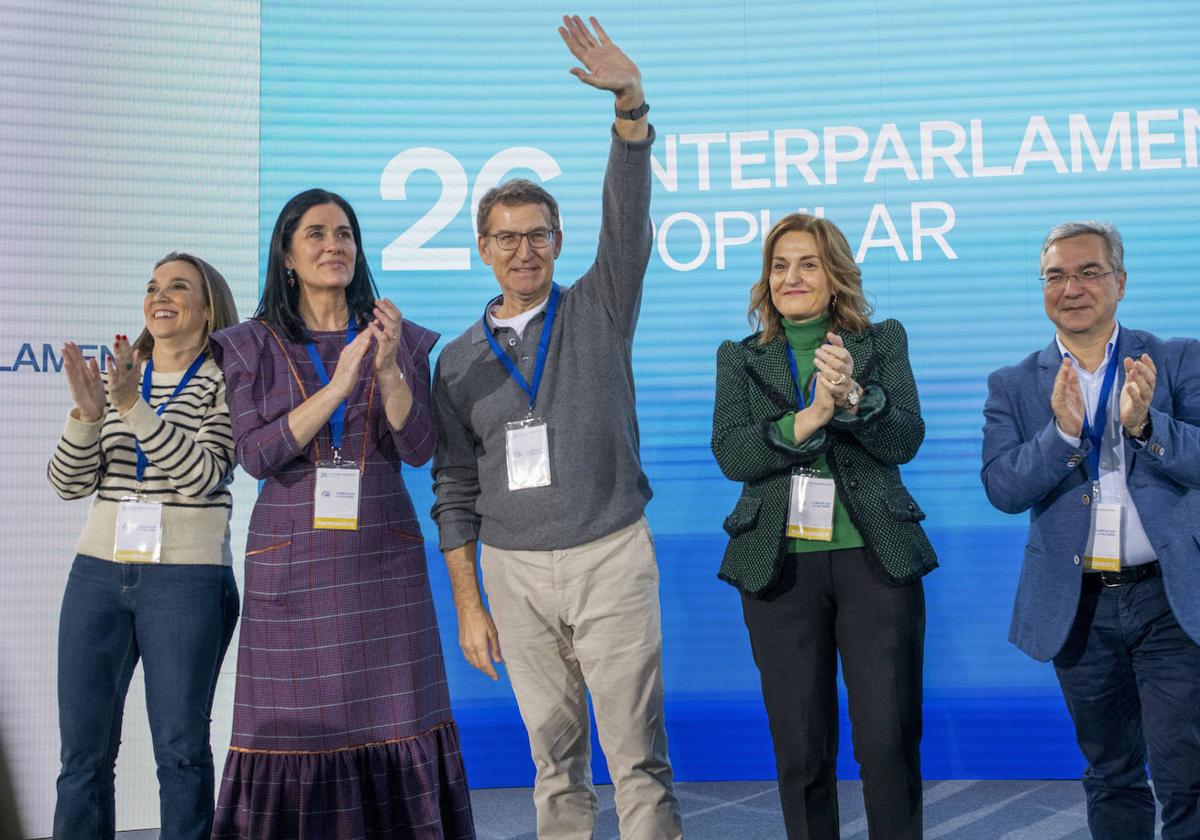 Alberto Núñez Feijóo, líder del PP, en la inauguración de la 26ª interparlamentaria de los populares.