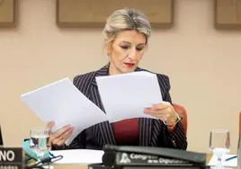 Yolanda Díaz comparece en la Comisión de Trabajo del Congreso de los Diputados.