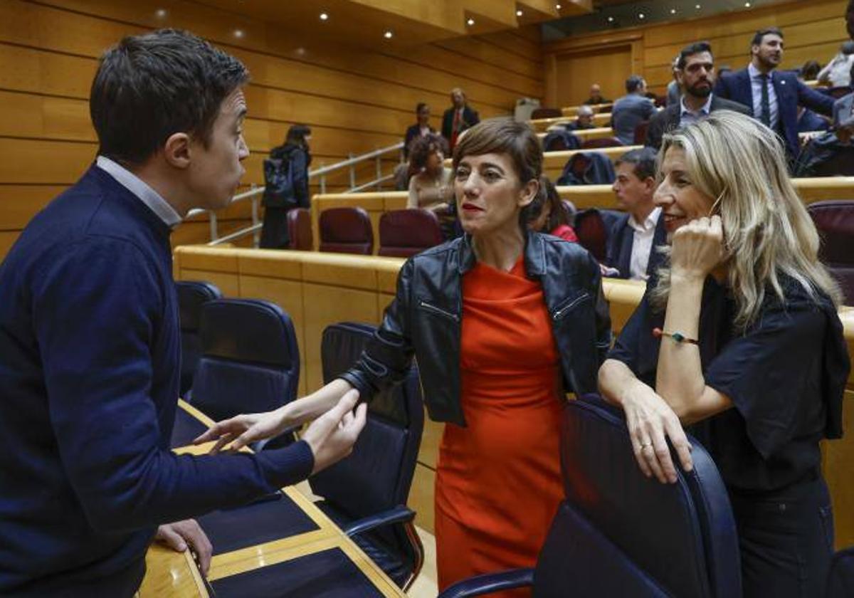 Íñigo Errejón, Marta Lois y Yolanda Díaz.