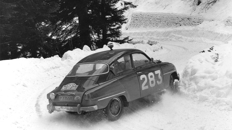 Eric Carlsson y Gunnar Palm, ganadores de la edición de 1963 con un Saab 96