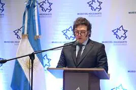Javier Milei, presidente de Argentina, durante un discurso.