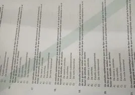 Una página del examen afectado por el error de impresión.