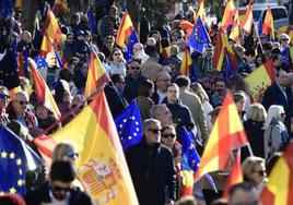 La manifestación contra la amnistía en Madrid, en imágenes