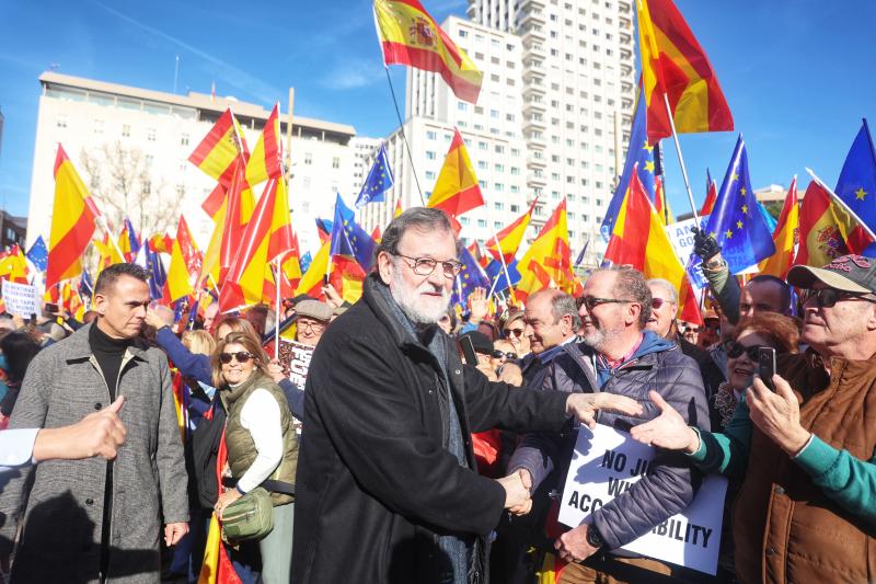 El expresidente del Gobierno, Mariano Rajoy, en la manifestación.