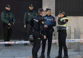 Varios policías nacionales en Madrid.