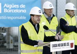 El president de la Generalitat, Pere Aragonès, en un acto sobre la sequía en Cataluña.