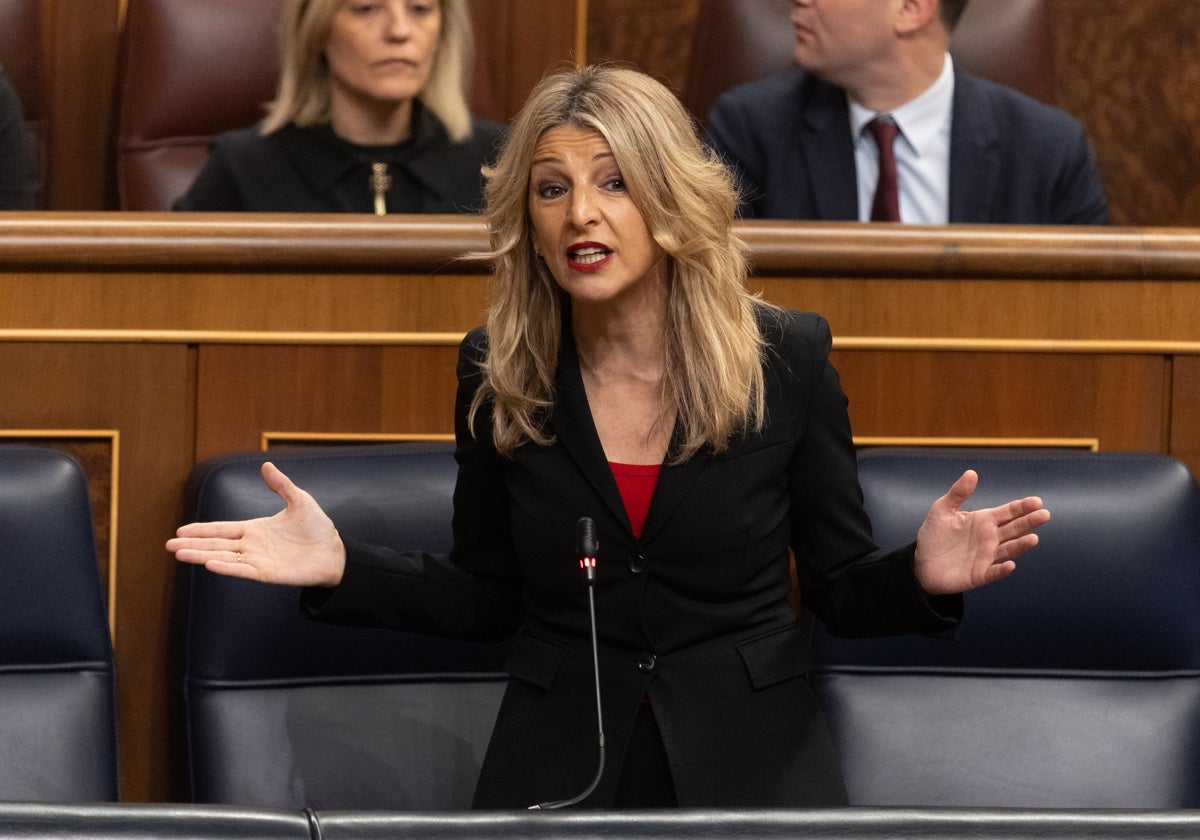 Yolanda Díaz, este miércoles en el Congreso