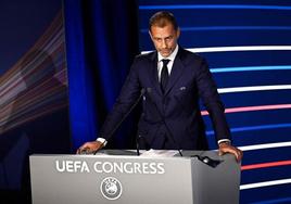 Aleksander Ceferin, durante el 48º Congreso de la UEFA celebrado en París.