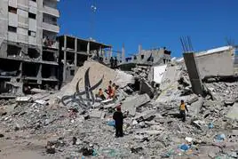 Restos de los edificios bombardeados por Israel en Rafah.