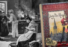Portada de la primera edición de 'La Regenta' (1884) e ilustración de Narciso Méndez Bringa (1896).