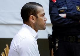 Dani Alves, durante su juicio por violación en la Audiencia de Barcelona.