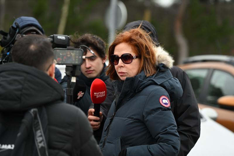 La diseñadora Ágatha Ruiz de la Prada, su llegada al tanatorio La Paz.