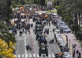 Agricultores protestan este domingo en Córdoba.