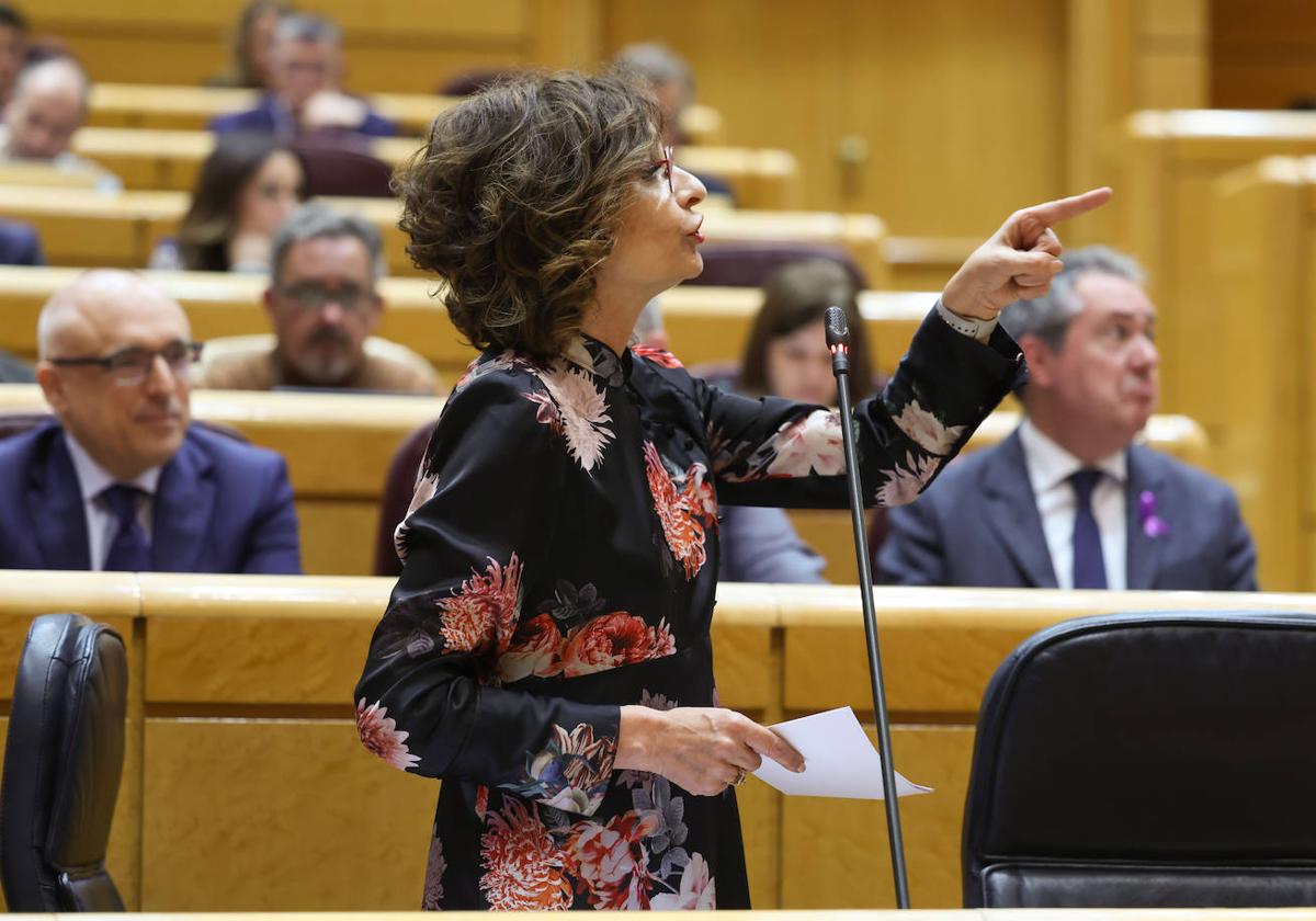 María Jesús Montero en la sesión de control en el pleno del Senado