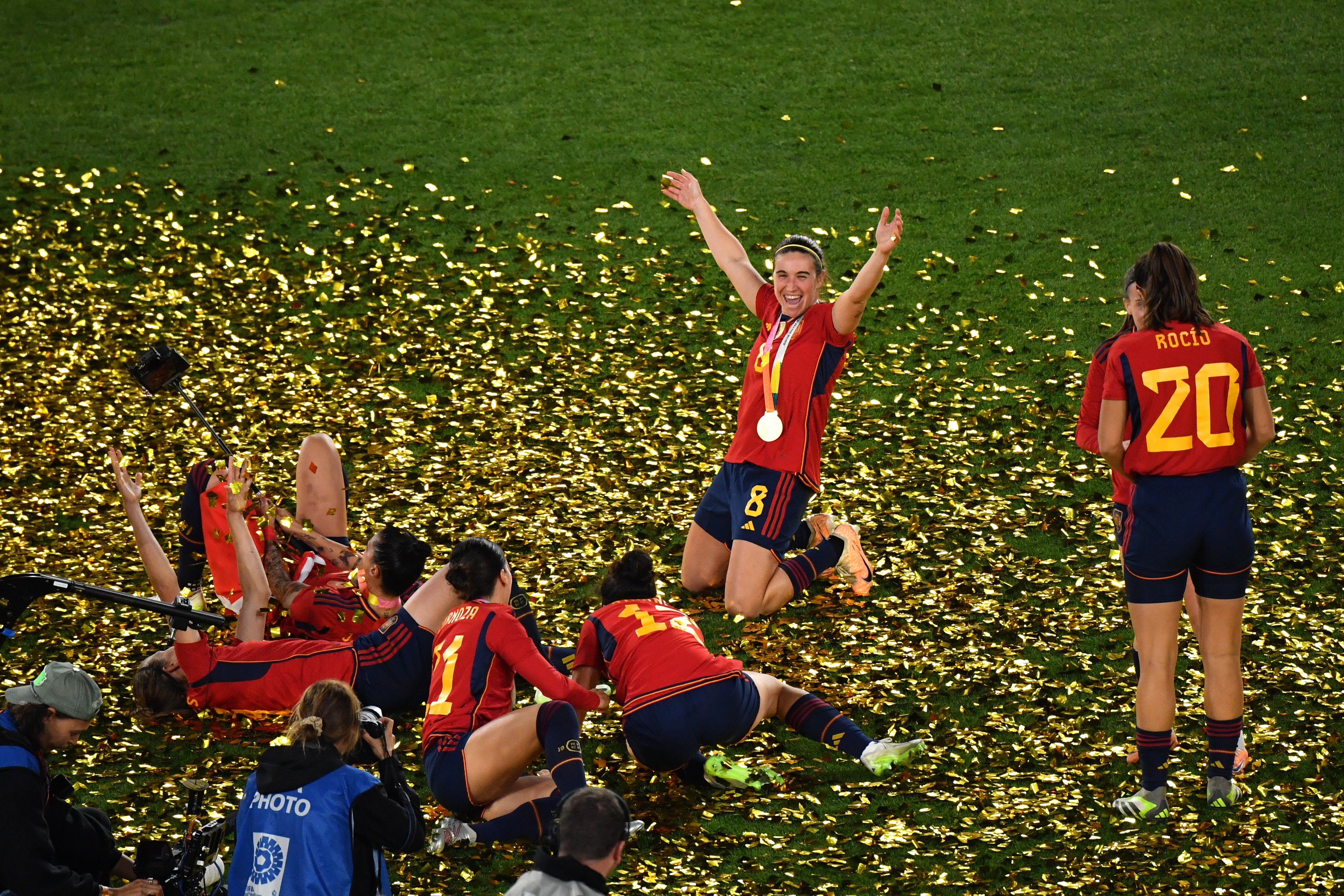 Las jugadoras españolas celebrando la victoria en el último Mundial