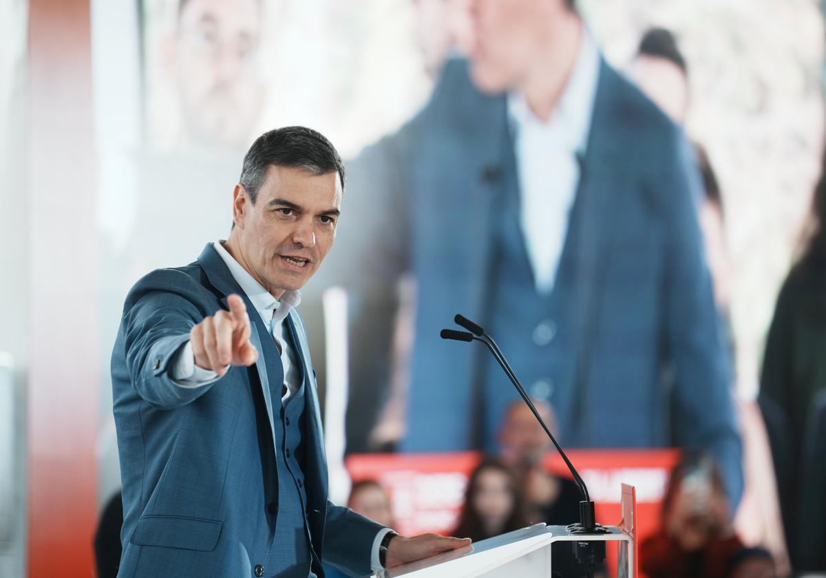 El presidente del Gobierno, Pedro Sánchez, durante su intervención en Bilbao.