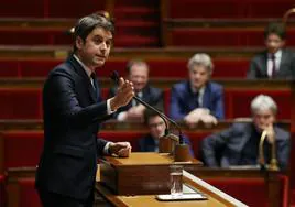 El primer ministro francés, Gabriel Attal, durante su intervención de este martes en la Asamblea Nacional.