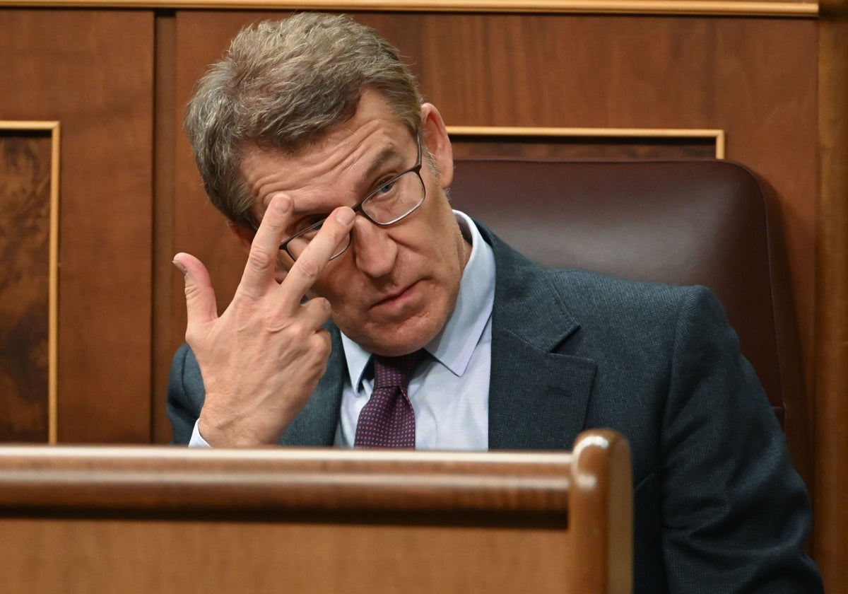 Alberto Núñez Feijóo este martes en el pleno del Congreso