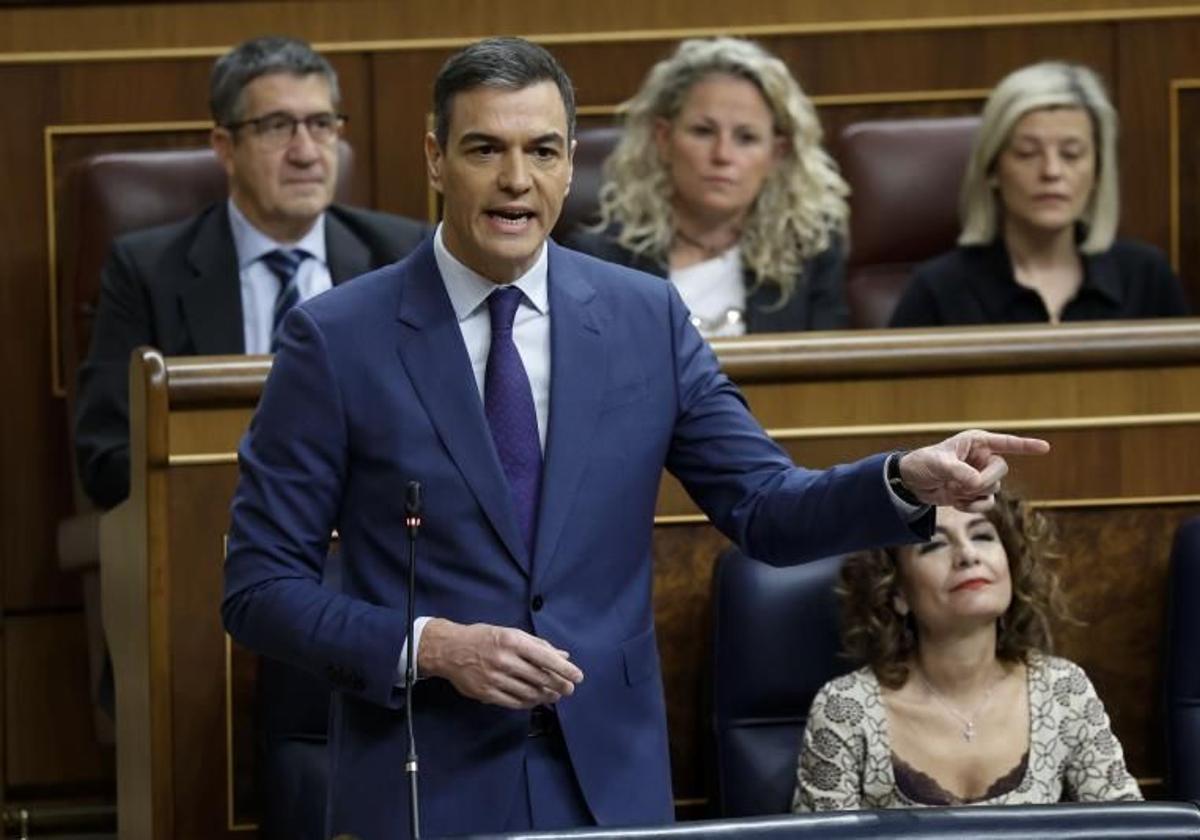 El presidente del Gobierno, Pedro Sánchez, en la sesión de control de este miércoles.