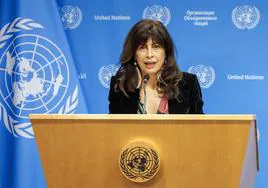 La ministra española de Igualdad, Ana Redondo, durante su intervención en la ONU.