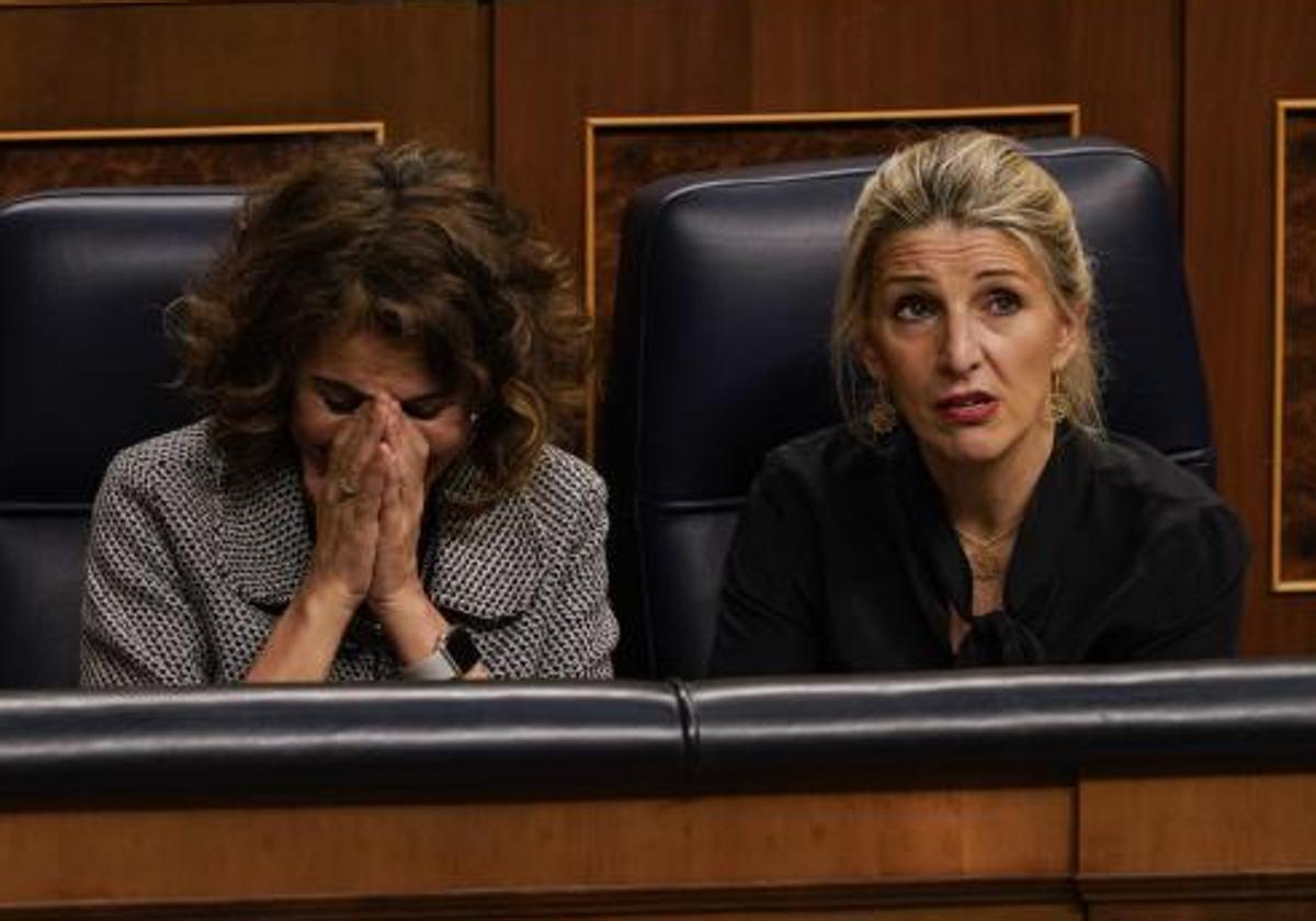 Yolanda Díaz, durante el pleno de este jueves en el Congreso.